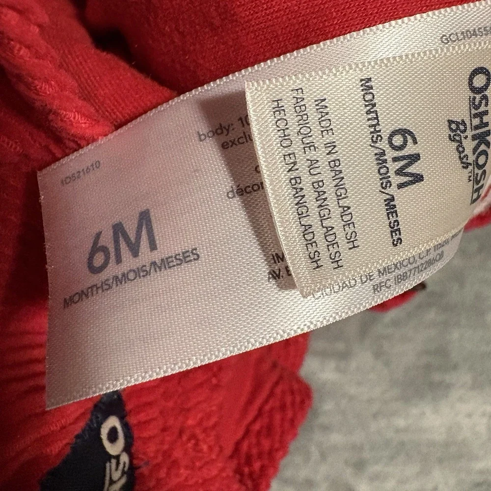 Oshkosh Bgosh Overalls Baby 6 Months Red Corduroy